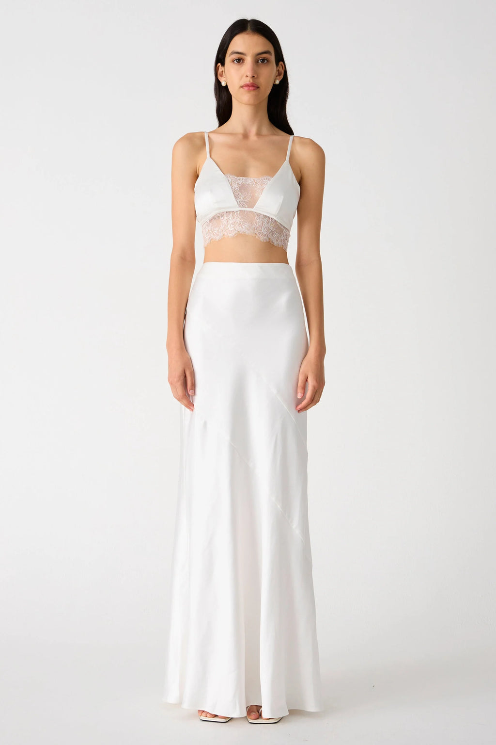 Misha Regina Satin Maxi Skirt - Ivory