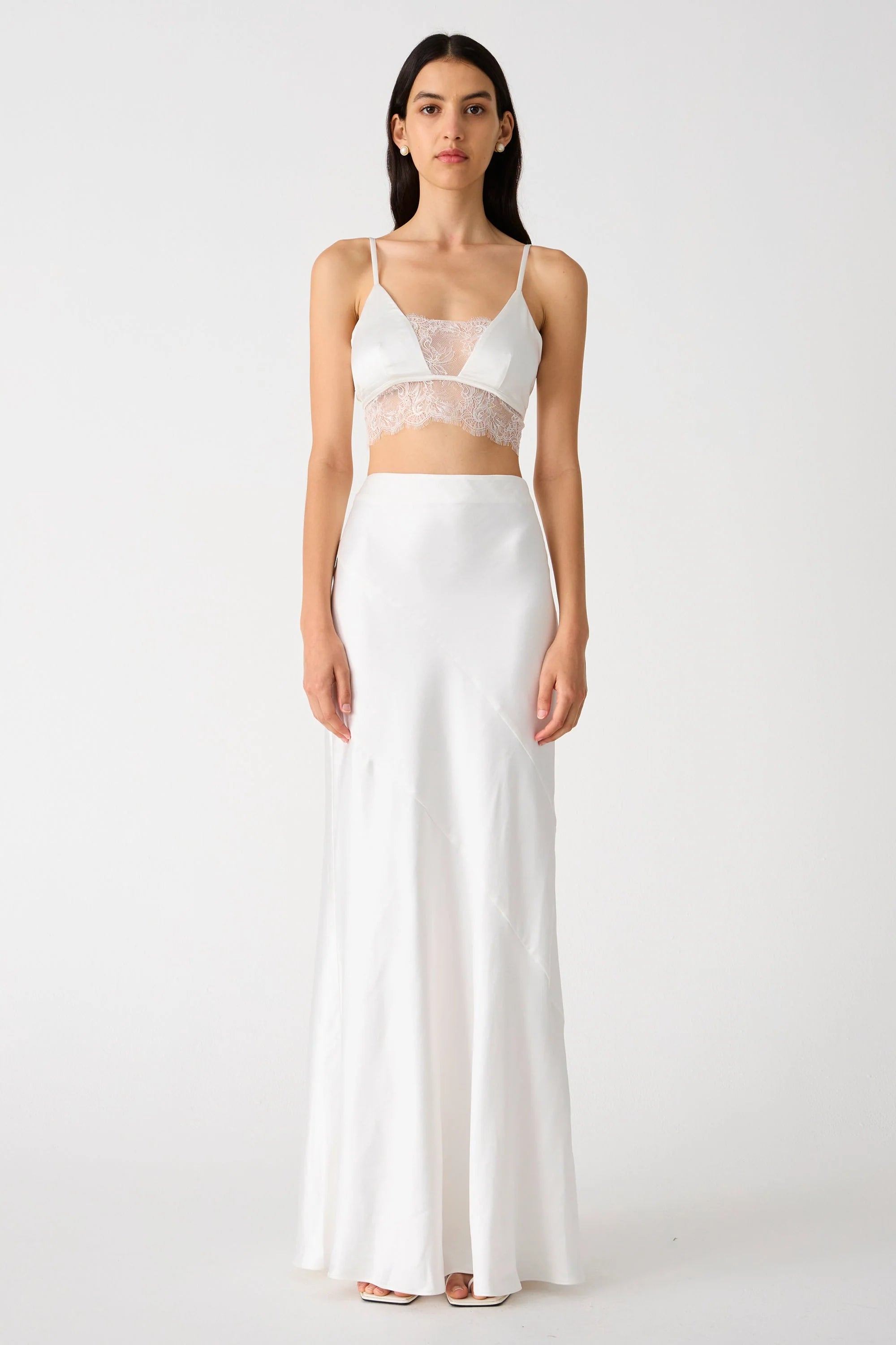 Misha Regina Satin Maxi Skirt - Ivory