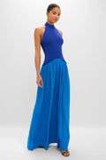 Cosmic Blue Soglio Halter Maxi Dress