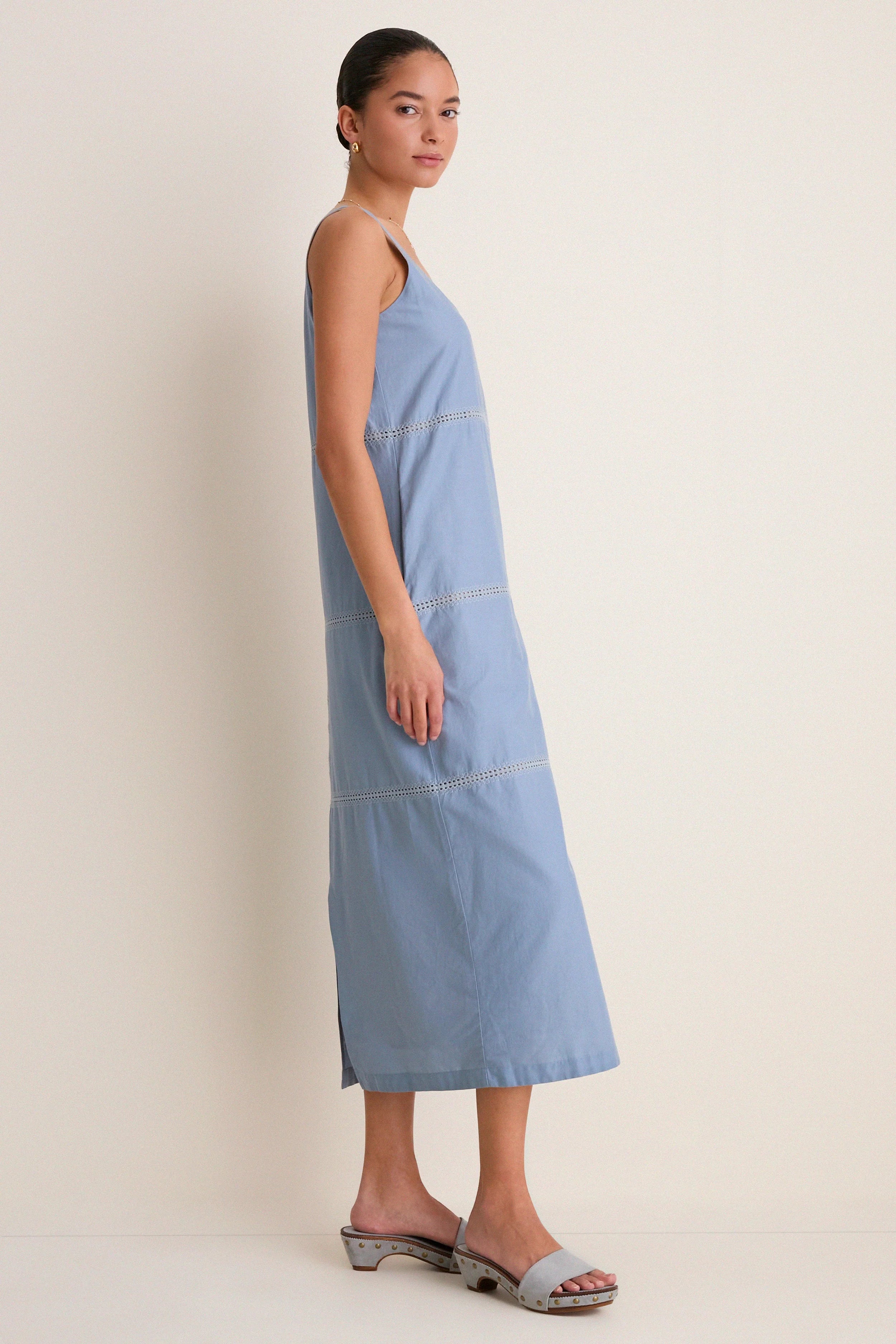 Maison Blue Eyelet Violette Column Dress