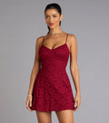 Romantic Notion Glitter Lace-Up Mini Dress