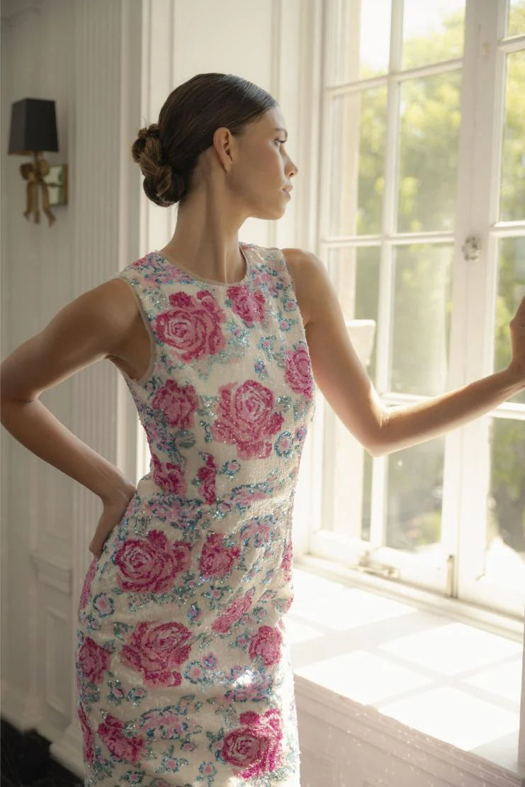 Charlotte Floral Sequin Midi Dress