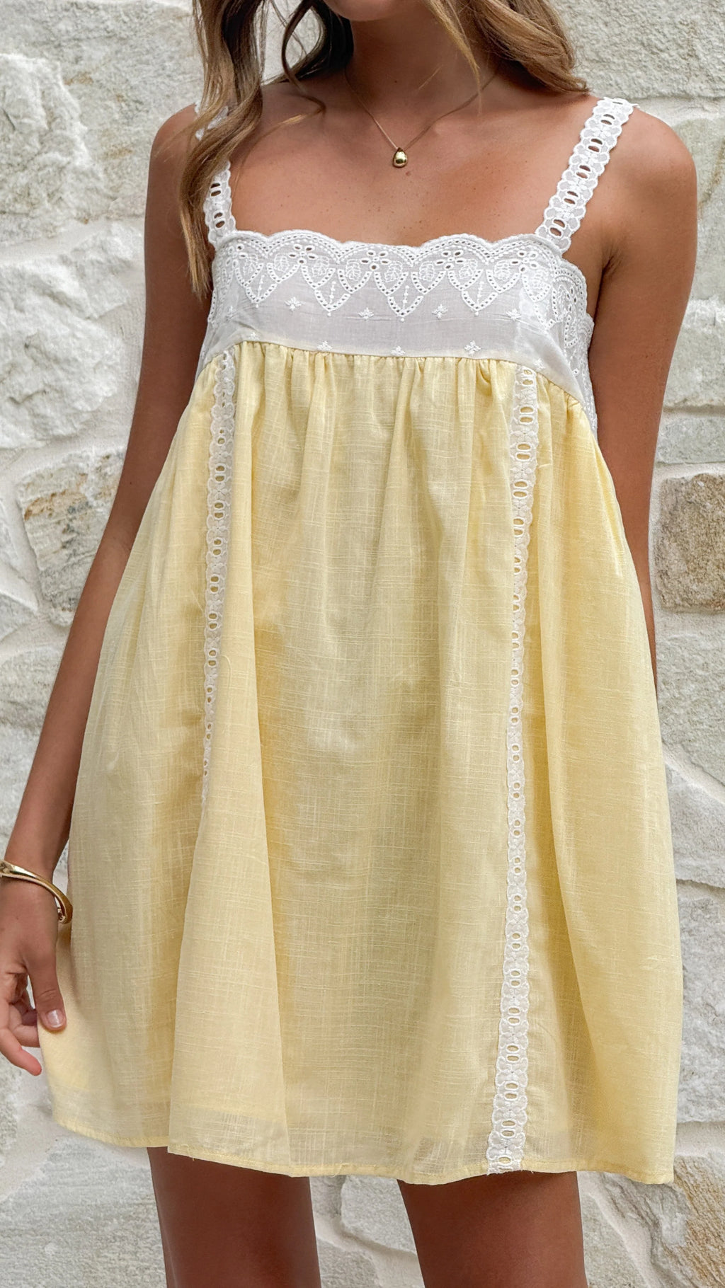 Lacey Mini Dress - Lemon