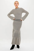 Black and Ivory Striped Maxi Dress