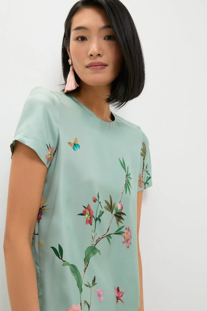 Zooflora Panel Swing Dress with Feathers