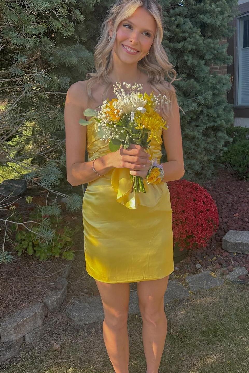 Strapless Red Tie Front Short Dress