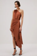 Misha Brooks Satin Midi Dress - Copper
