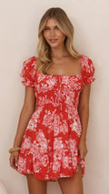 Kori Mini Dress - Red Floral