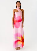 Isa Scarf Satin Maxi Dress - Frangipani Pink