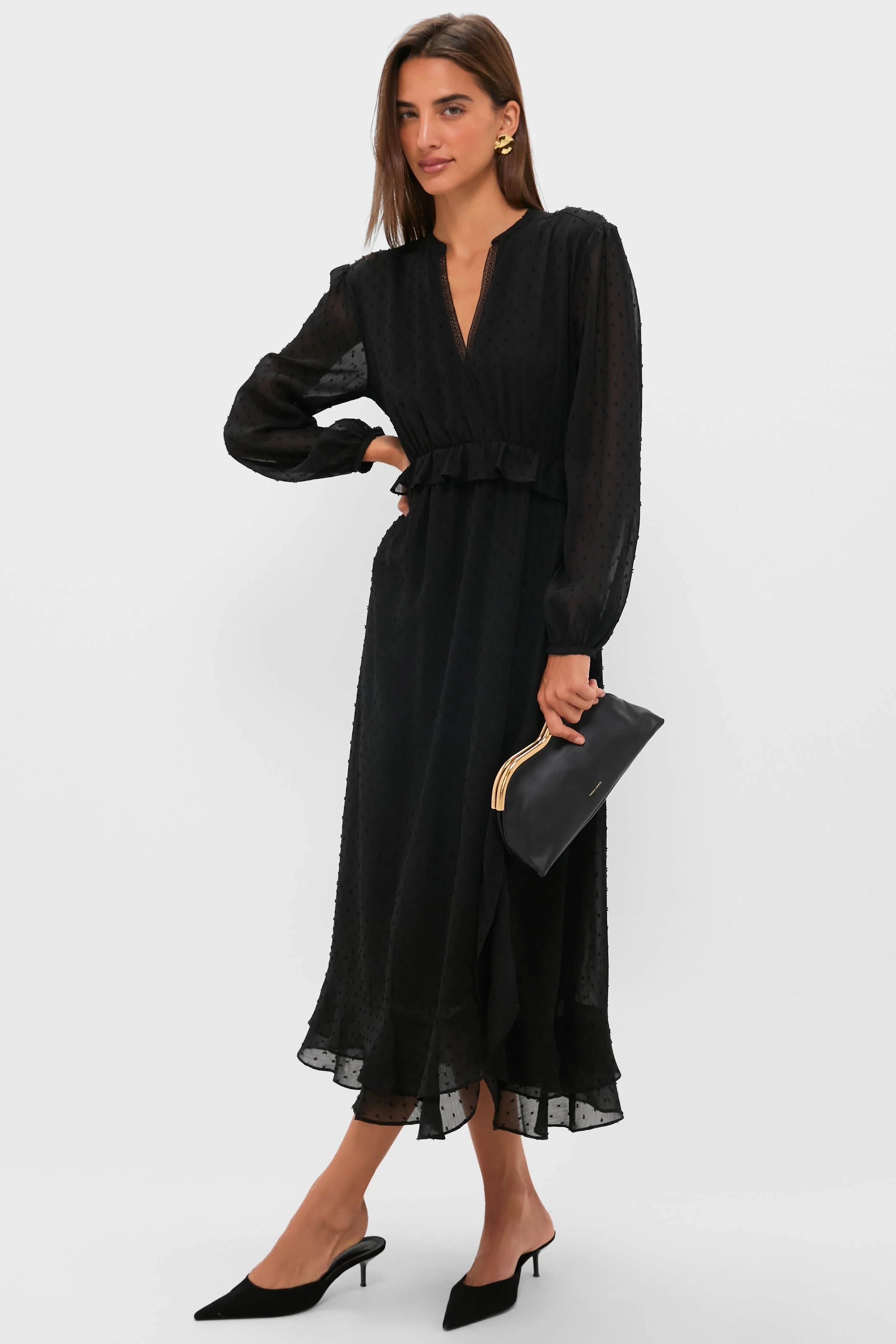 Black Textured Dot Selwyn Dress