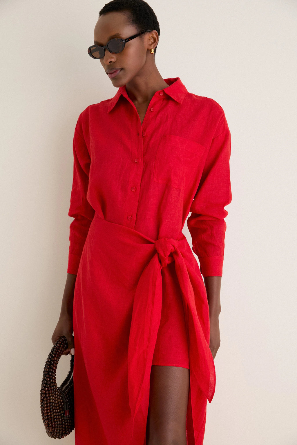Racing Red Alessandra Sarong Shirt Dress