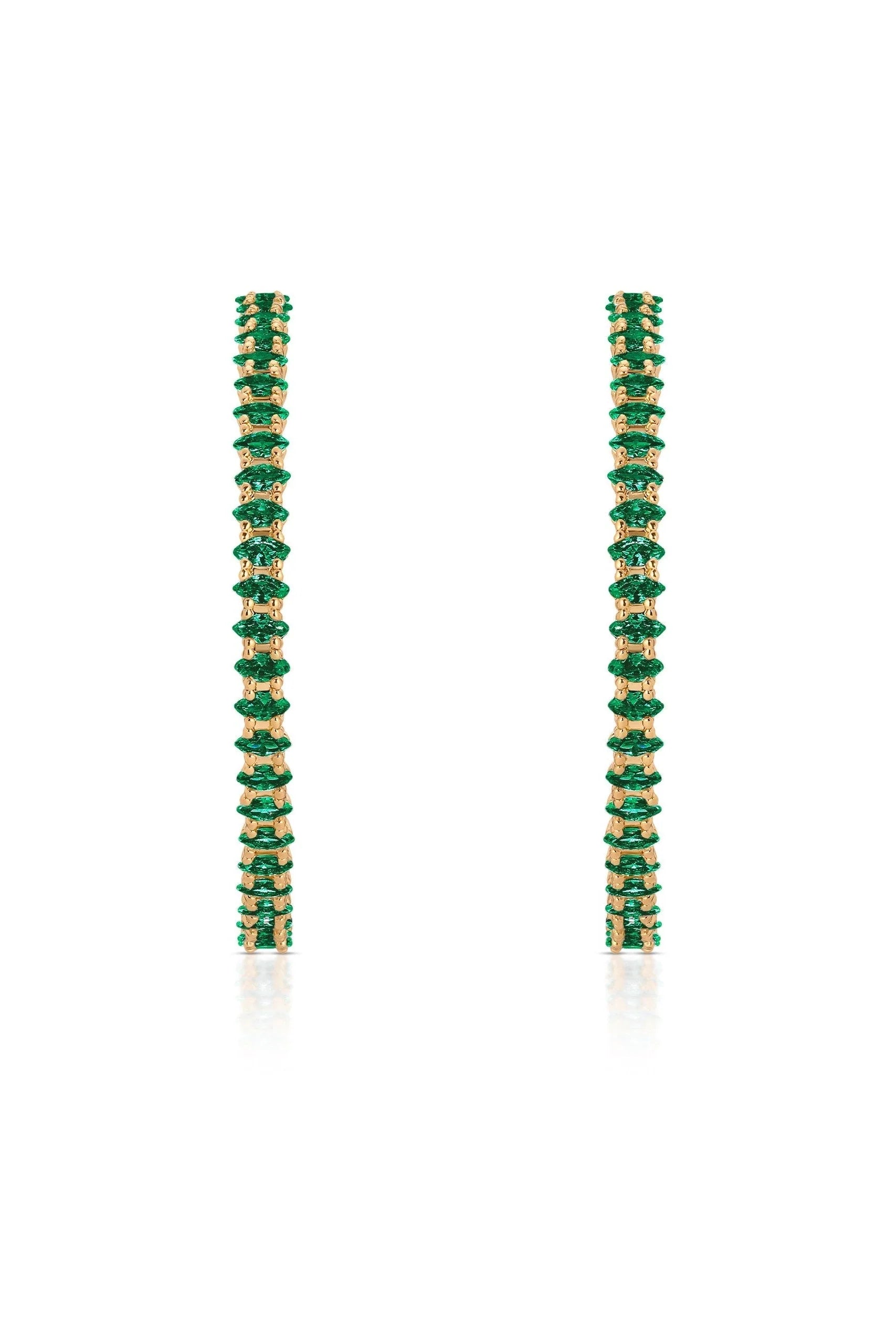Emerald Marquise Hoop Earrings
