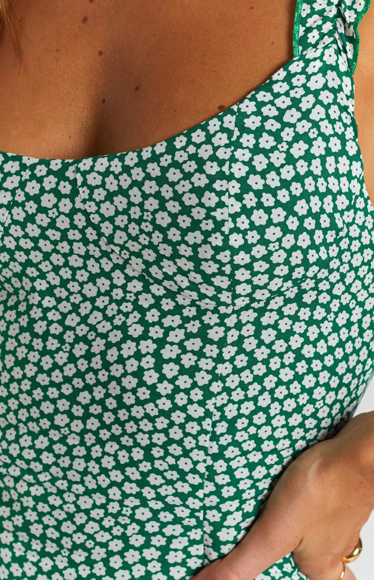 Rihanna Mini Dress Green Ditsy