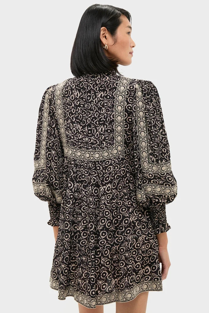 Multi Emmeline Print Long Sleeve Mini Tiered Dress