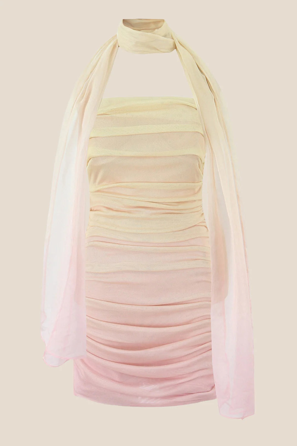 Strapless Fuchsia Ombre Ruched Short Dress