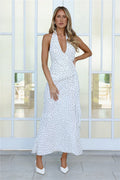Polka Dot Love Halter Maxi Dress White