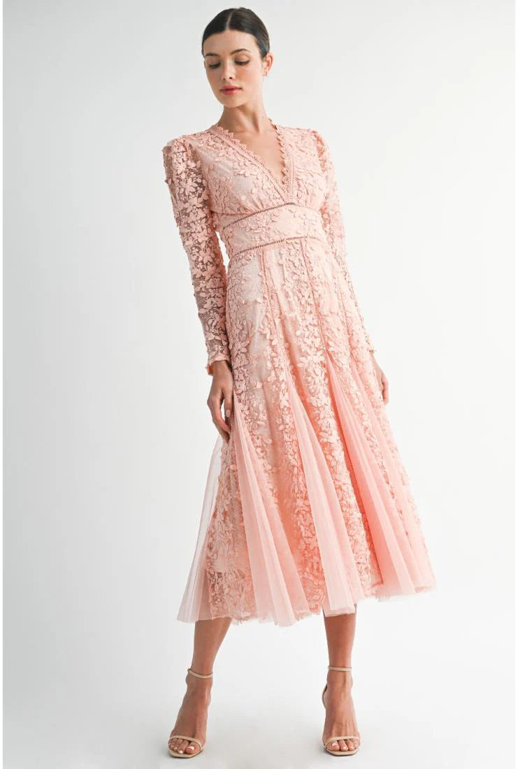 Cara Floral Embroidered A-Line Dress