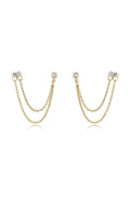 Double Piercing Chain Dangle Earrings - Clear