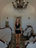 Crimson Mini Dress Black