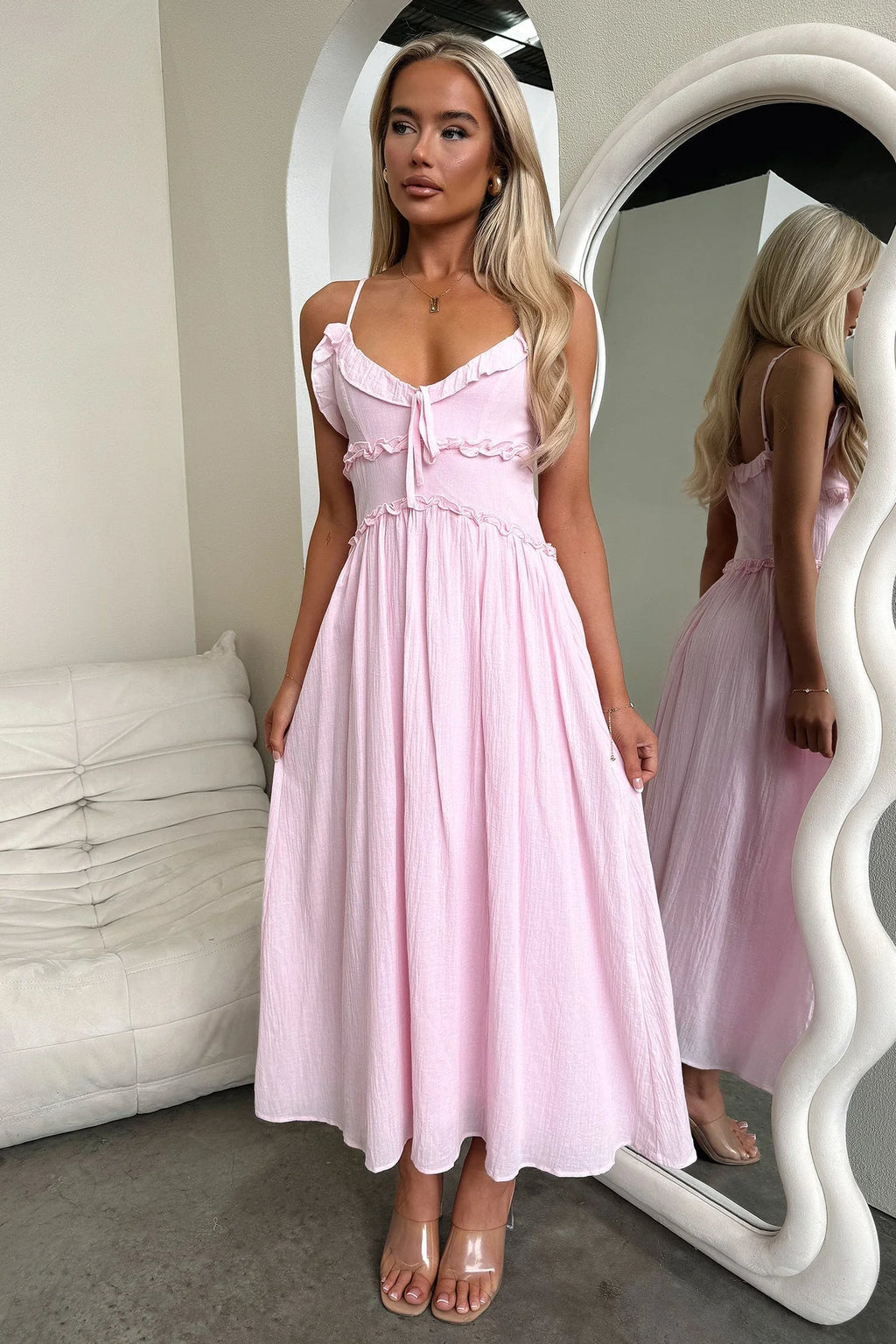 Nicola Midi Dress - Baby Pink