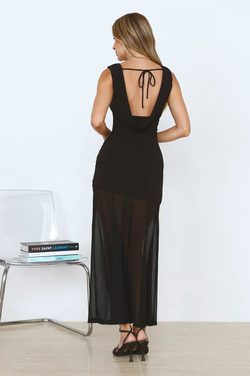 Honey Drizzle Mesh Maxi Dress