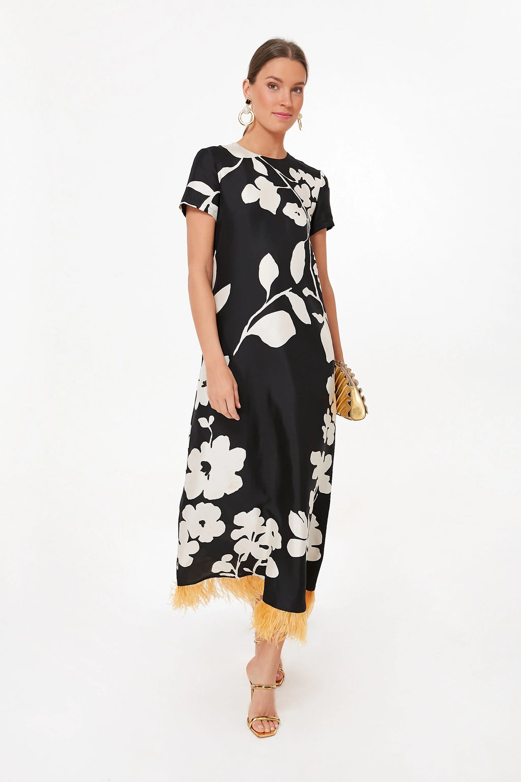 Winter Jasmine Swing Dress with Feathers