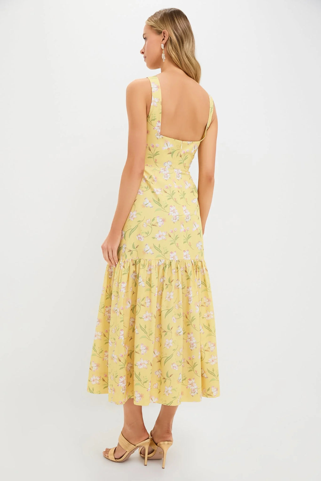 Yellow Hibiscus Low-Back Dress