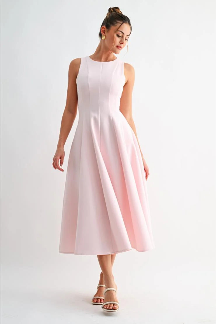 Manon Sleeveless Pocket Midi Dress - Pink