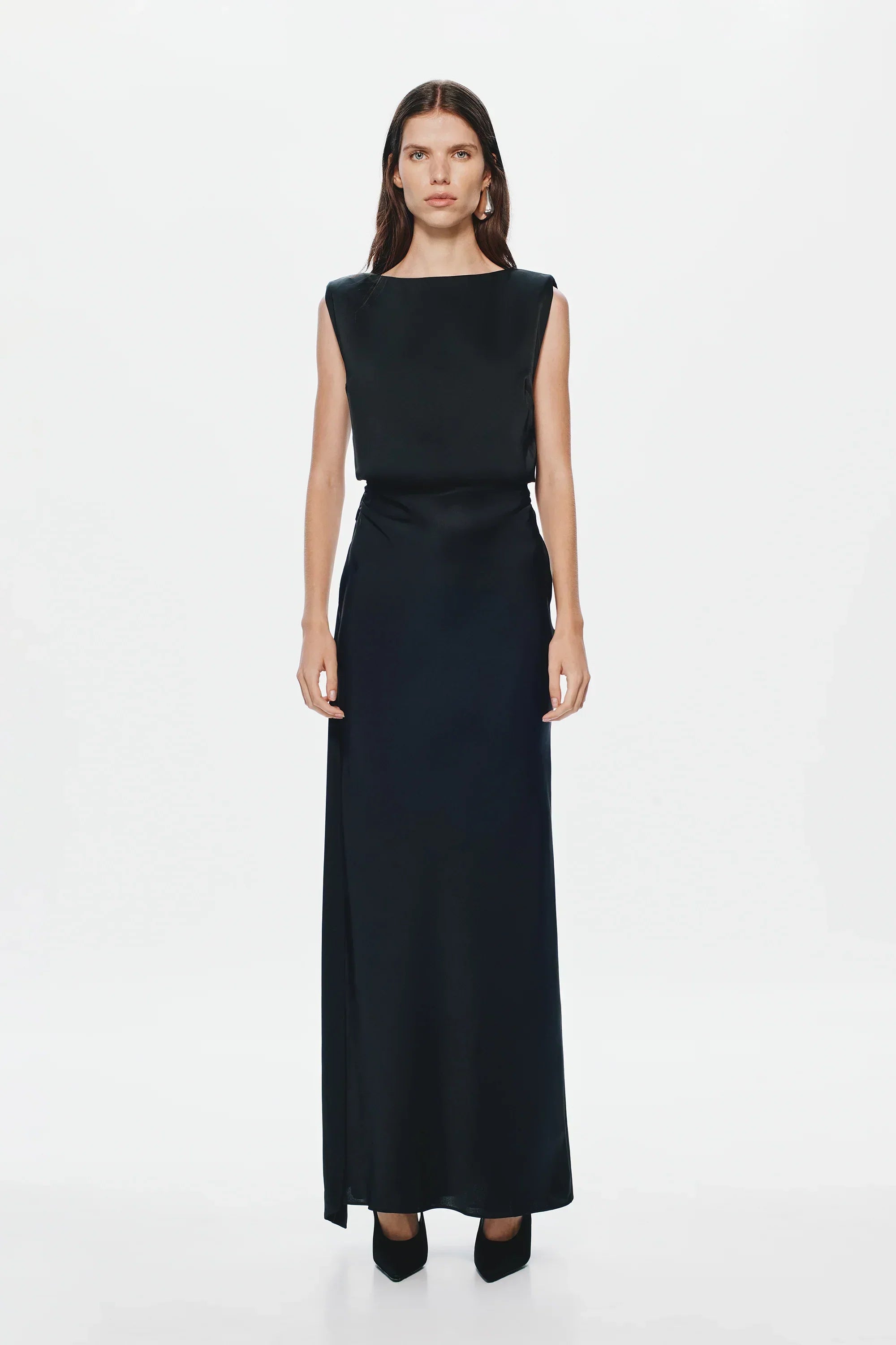 Misha Rocky Satin Dress - Black