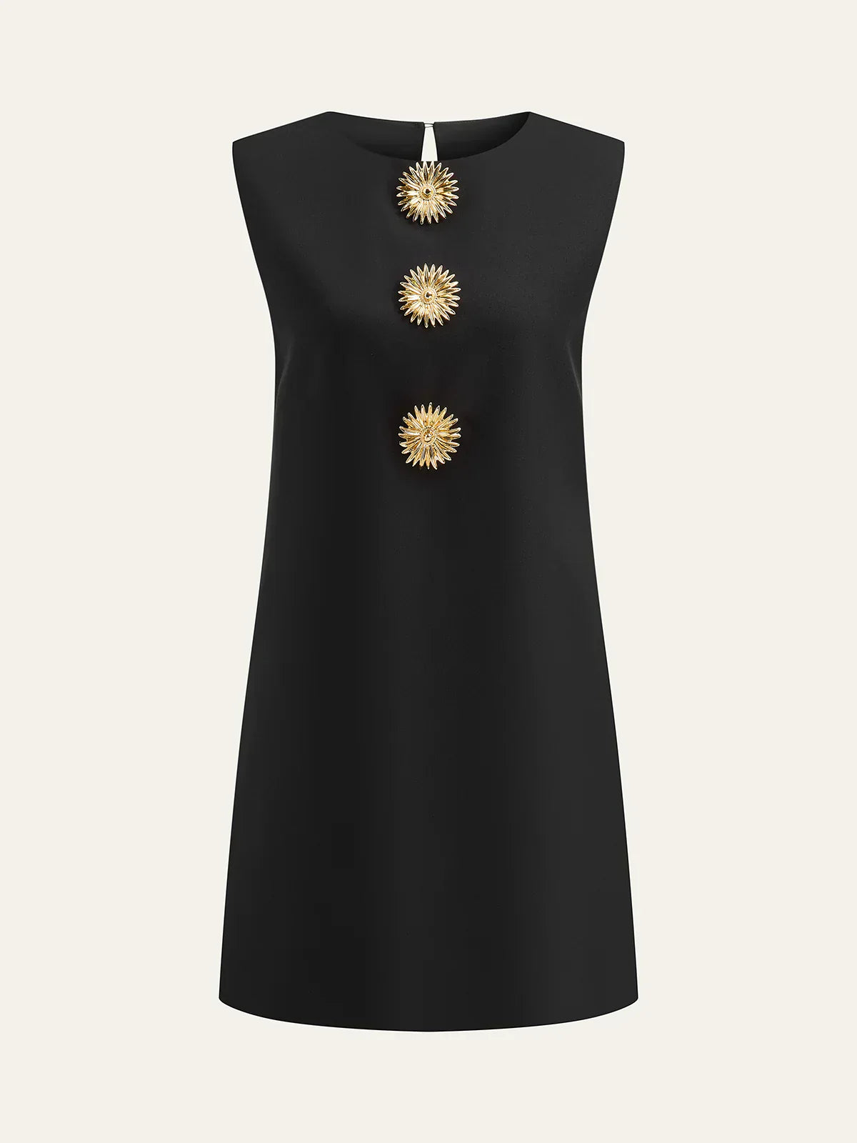 Metal Decor Sleeveless Mini Dress