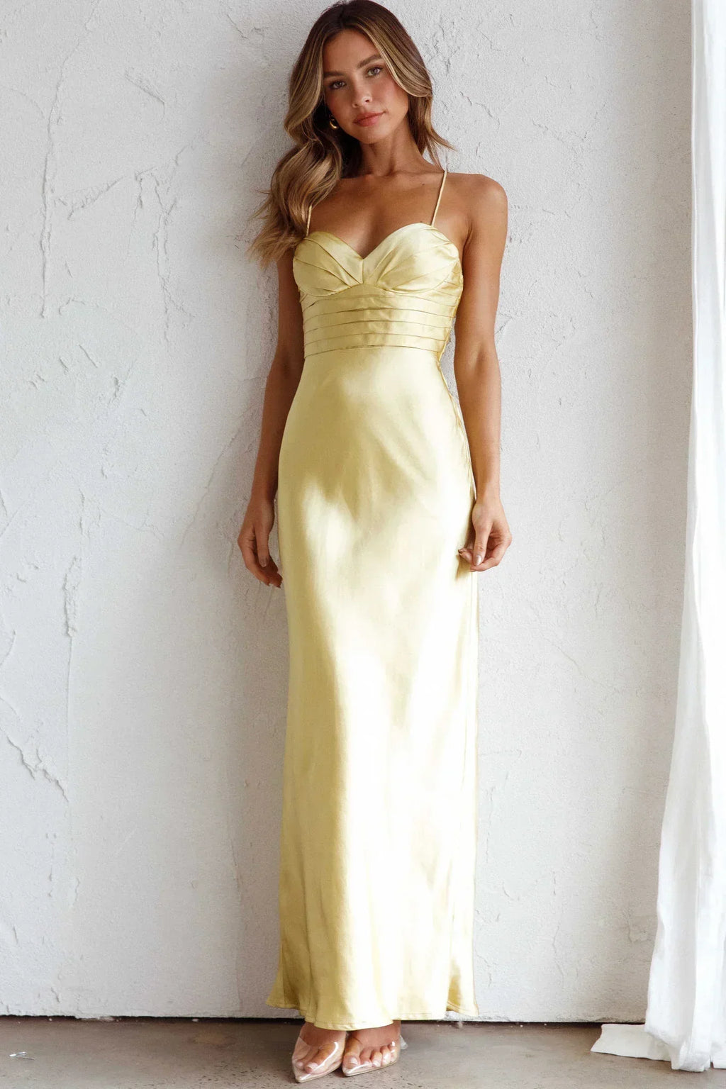 Azara Pintuck Bodice Maxi Dress Yellow