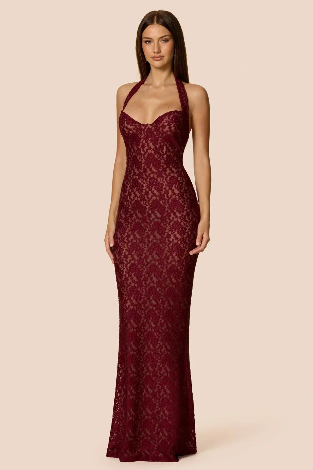 Nookie Mystique Halter Gown - Wine
