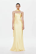 Misha Lilia Satin Gown - Soft Yellow