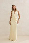 Charm Of Yours Satin Halter Maxi Dress Yellow
