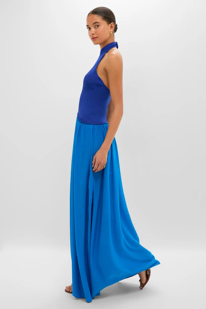 Cosmic Blue Soglio Halter Maxi Dress
