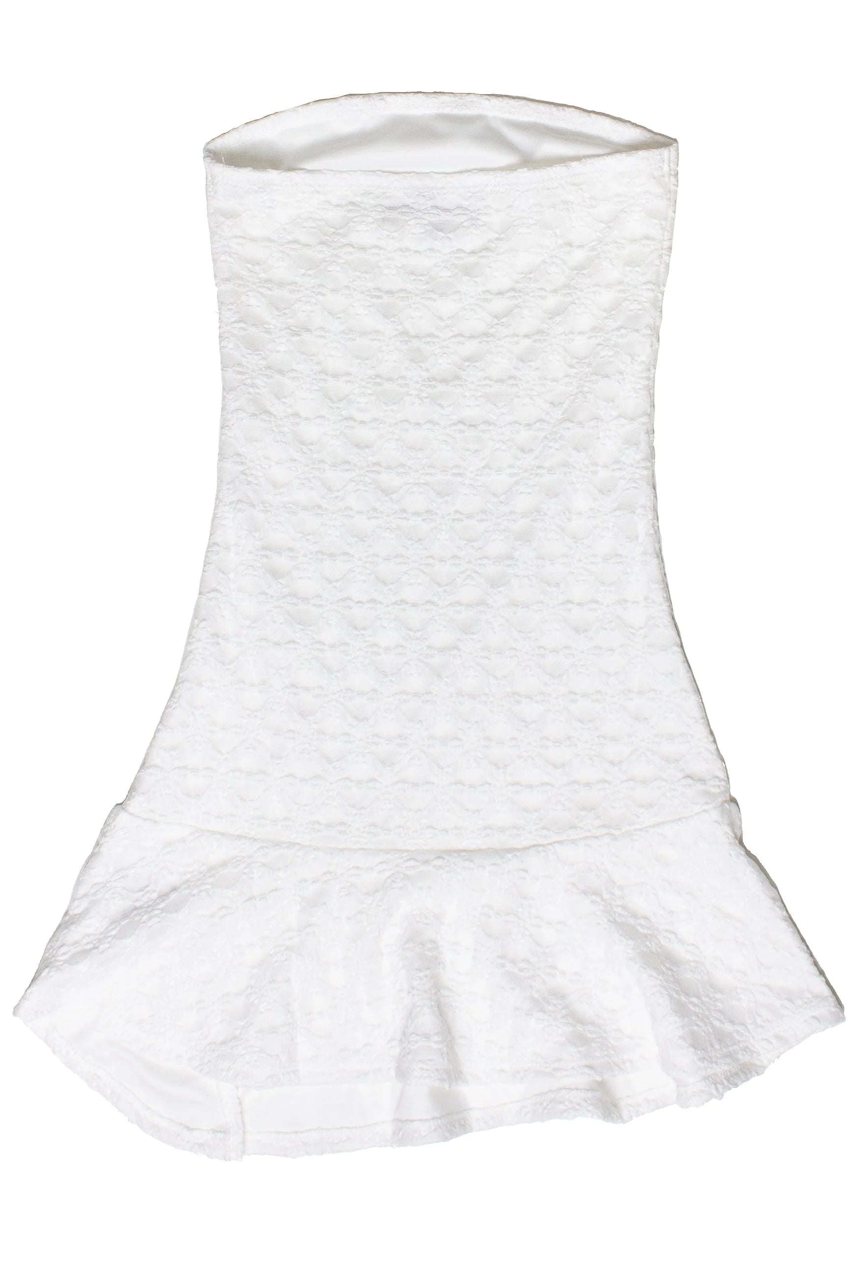 Strapless Split Hem Lace Mini Dress