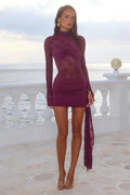 Larna Sleeved Mini Dress - Wine