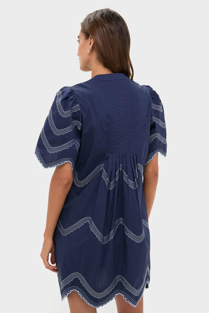 Navy Embroidered Weston Mini Dress