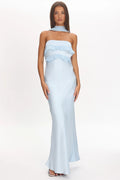 Damsel Reverse Halter Frill Trim Maxi Dress Baby Blue