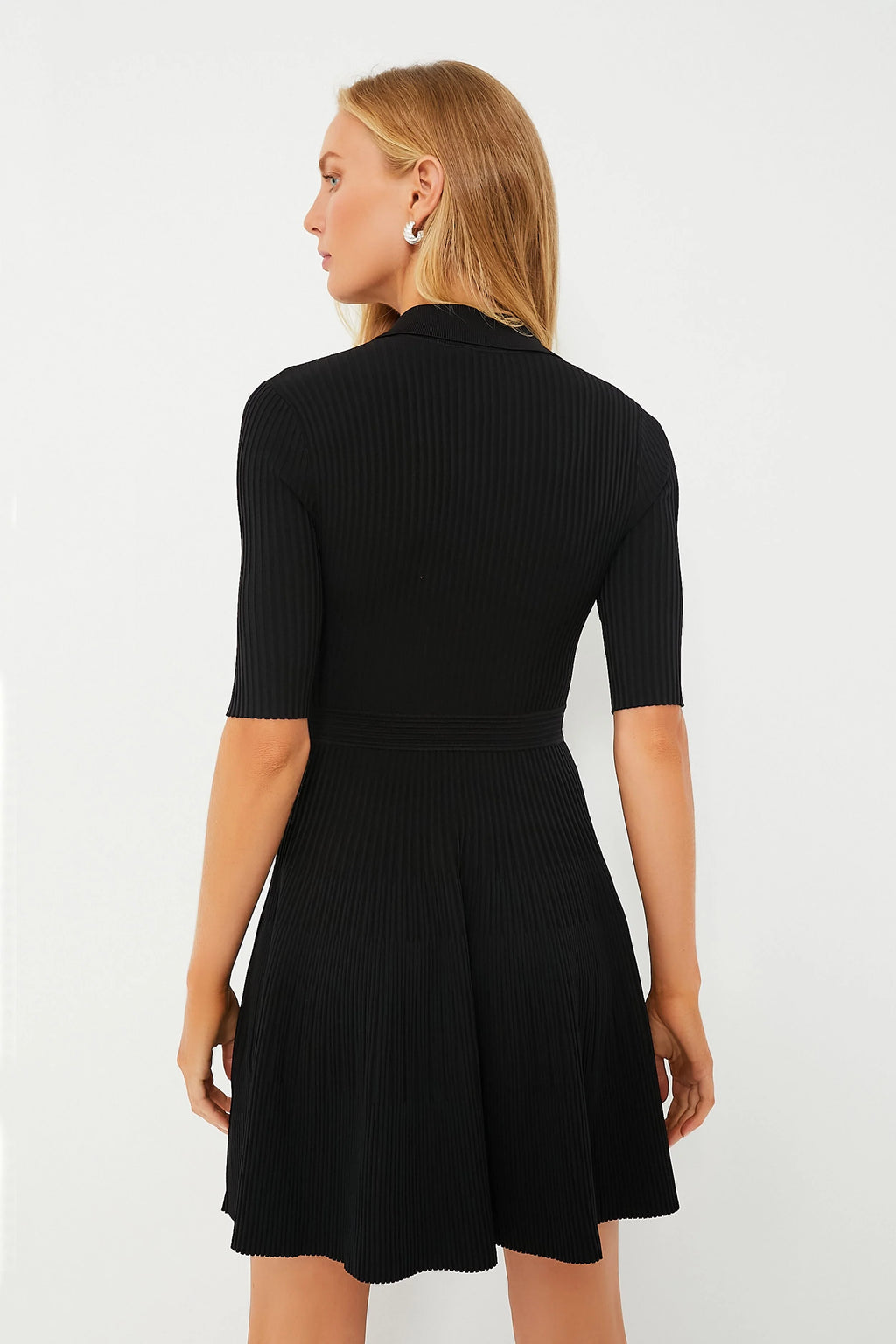 Black Patricia Core Compact Rib Polo Dress