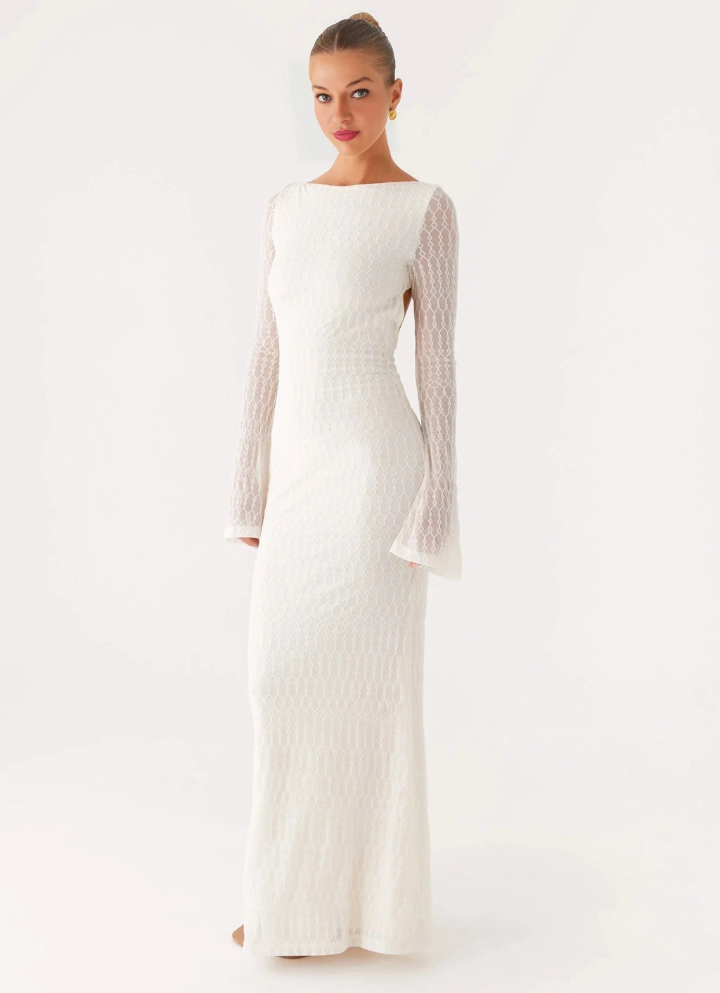 Elegeleges Exclusive - Ethereal Long Sleeve Maxi Dress - Ivory