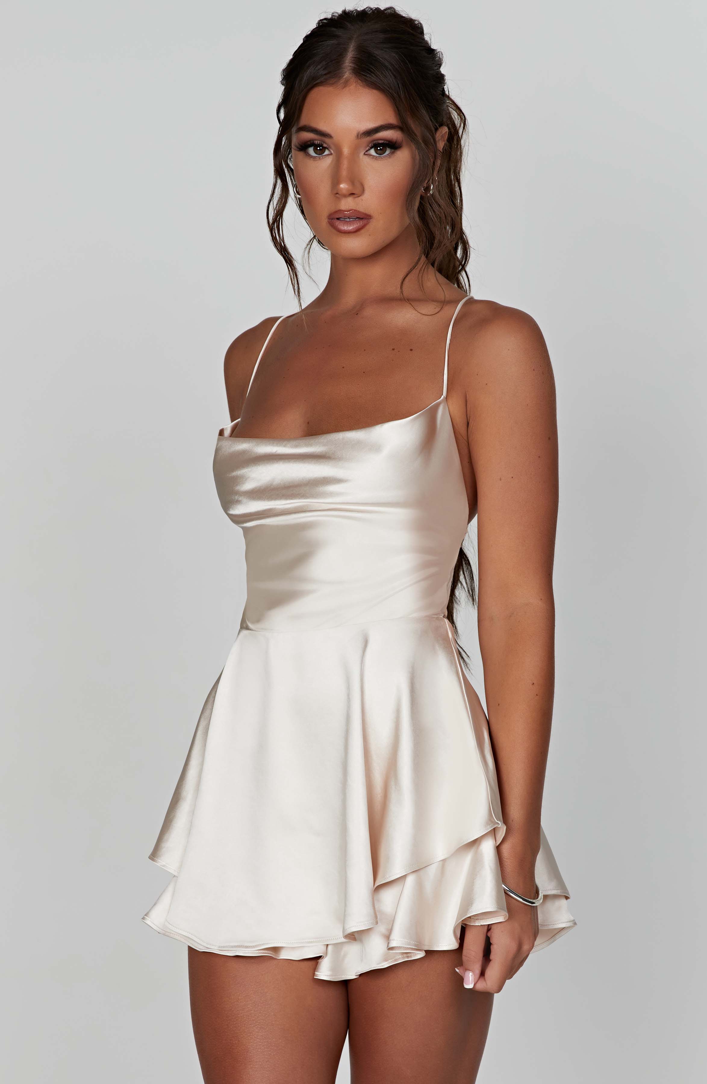 Calliope - Satin Ruffle Romper