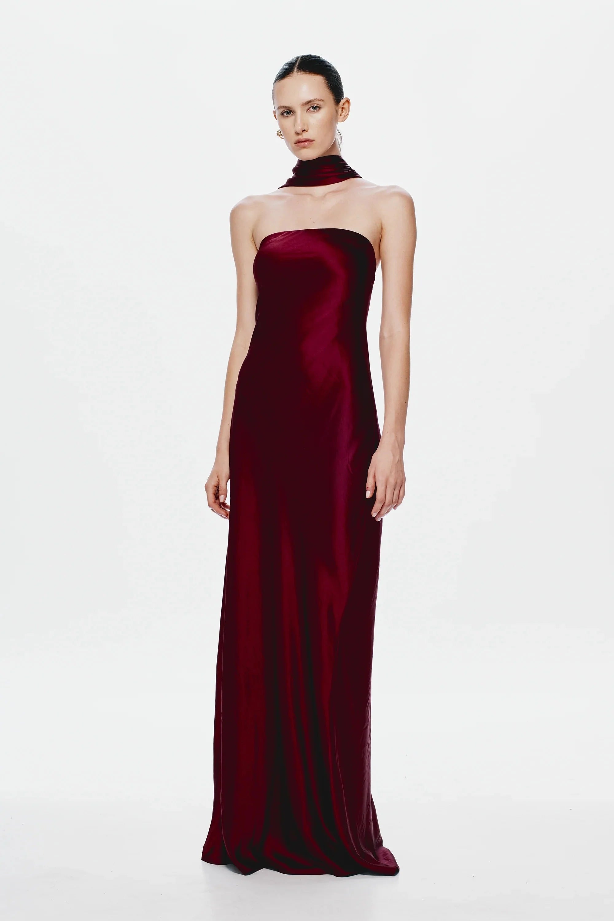 Misha Lilia Satin Gown - Port