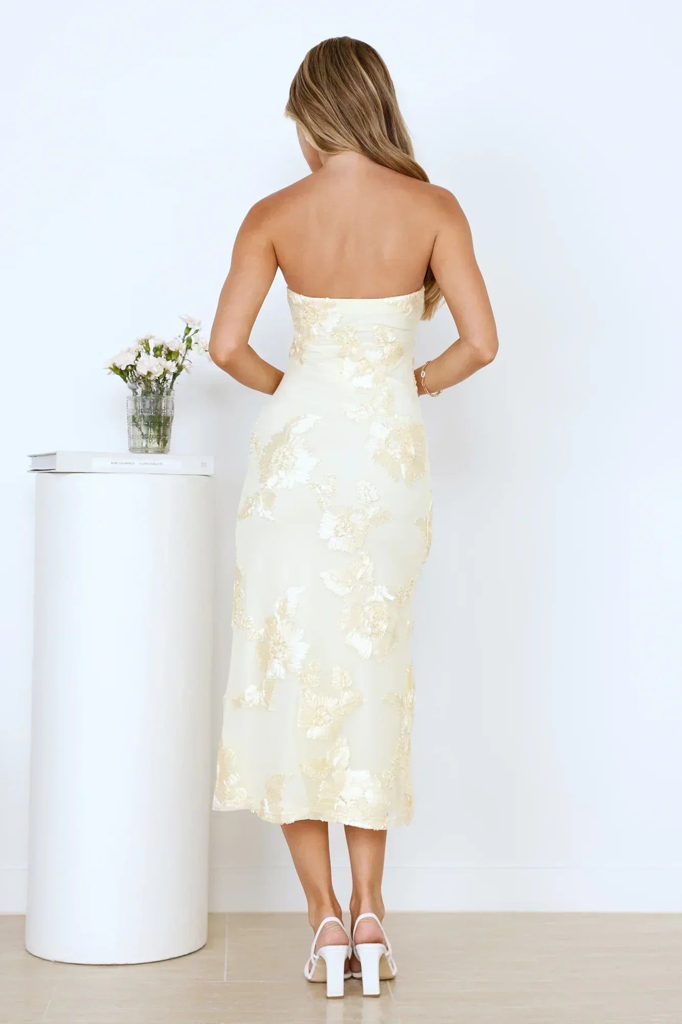 Magic Haze Strapless Mesh Midi Dress