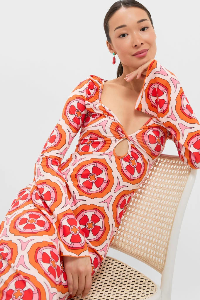 Pink Retro Radiance Diana Bell Maxi Dress