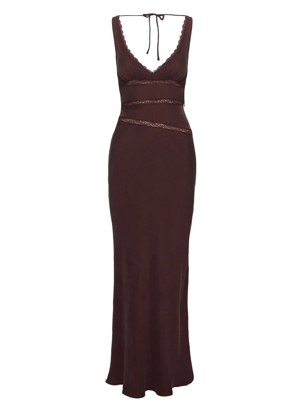 Karlotta Lace Bias Maxi Dress Brown