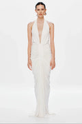 Misha Venus Gathered Cupro Dress - Ivory